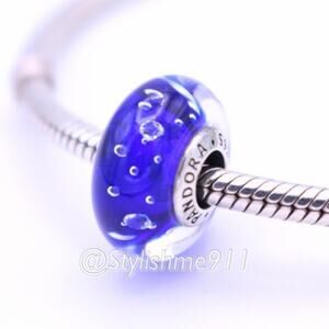 Authentic PANDORA Dark Blue Effervescence Glass Charm